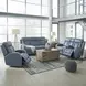 Quinn Blue Gray Leather Zero Gravity Triple Power Reclining Living Room Set