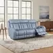 Quinn Blue Gray Leather Zero Gravity Triple Power Reclining Living Room Set