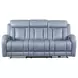 Quinn Blue Gray Leather Zero Gravity Triple Power Reclining Living Room Set