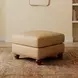 Hutton Tan Fawn Leather Upholstered Square Ottoman with Nailhead Trim
