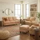 Hutton Tan Fawn Leather Living Room Set