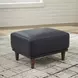 Baxter Midnight Blue Leather Upholstered Rectangular Ottoman