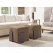 Sunset Key Hamden Brown Leather Upholstered Square Ottoman