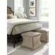 Merino Carlyle Beige Leather Upholstered Square Ottoman with Nailhead Trim