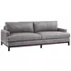 Horizon Gray Leather Upholstered 88" Sofa with Tobacco Legs