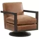Willa Brown Leather Upholstered Swivel Accent Chair by Barclay Butera