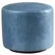 Three Arch Blue Leather Upholstered Ottoman