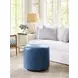Three Arch Blue Leather Upholstered Ottoman