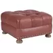 Winslow Red Leather Upholstered Ottoman with Nailhead Trim