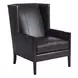 Stratton Black Leather Upholstered Wind Chair