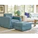 Key Biscayne Granville Blue Leather Upholstered Rectangular Ottoman