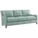 Twin Palms Koko Green Leather 85" Sofa with Nailhead Trim