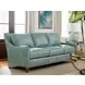 Twin Palms Koko Green Leather 85" Sofa with Nailhead Trim