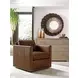 Hinsdale Shadow Play Brown Leather Upholstered Swivel Chair with Nailhead Trim