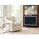 Barrier White Leather Upholstered Swivel Chair with Nailhead Trim