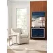 Barrier White Leather Upholstered Swivel Chair with Nailhead Trim
