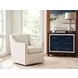 Barrier White Leather Upholstered Swivel Chair with Nailhead Trim