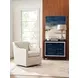 Barrier White Leather Upholstered Swivel Chair with Nailhead Trim