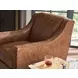 Barrier Brown Leather Upholstered Swivel Chair with Nailhead Trim