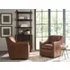 Barrier Brown Leather Upholstered Swivel Chair with Nailhead Trim