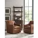 Barrier Brown Leather Upholstered Swivel Chair with Nailhead Trim