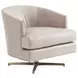Graves Beige and Brass Leather Upholstered Swivel Chair