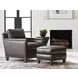 Strada Leather Misty Gray Leather Upholstered Rectangular Ottoman with Nailhead Trim