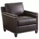 Strada Misty Gray Leather Upholstered Lounge Chair with Nailhead Trim
