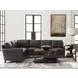 Strada Gray Leather 3 Piece Modular Sectional with Nailhead Trim