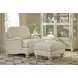 Ocean Breeze Cream Leather Upholstered Rectangular Gilmore Ottoman
