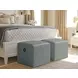 Ocean Breeze Blue Leather Upholstered Square Jupiter Ottoman