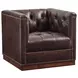 Freemont Silverado Brown Leather Upholstered Swivel Chair with Nailhead Trim