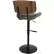 Lombardi Walnut And Gray Adjustable Bar Stool