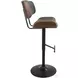 Lombardi Walnut And Gray Adjustable Bar Stool