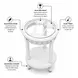 Monaco Blanc Round Glass Top End Table with Palms Insert