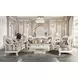 Vanaheim Beige and Gold 97" Sofa with Nailhead Trim