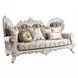 Vanaheim Beige and Gold 97" Sofa with Nailhead Trim