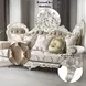Vanaheim Beige and Gold 97" Sofa with Nailhead Trim
