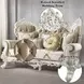 Vanaheim Beige and Gold 78" Loveseat with Pillow and Nailhead Trim