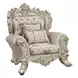 Danae Champagne and Gold Upholstered Lounge Chair with Pillows and Nailhead trim