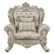 Danae Champagne and Gold Upholstered Lounge Chair with Pillows and Nailhead trim