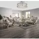 Danae Champagne and Gold Upholstered Lounge Chair with Pillows and Nailhead trim