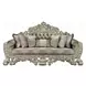 Sorina Beige and Antique Gold Living Room Set with Pillows and Nailhead Trim