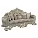 Sorina Beige and Antique Gold 99" Sofa with Pillows and Nailhead Trim