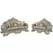Sorina Beige and Antique Gold Living Room Set with Pillows and Nailhead Trim