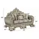 Sorina Beige and Antique Gold 77" Loveseat with Pillows and Nailhead Trim
