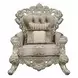 Sorina Beige and Antique Gold Lounge Chair with Pillows and Nailhead Trim