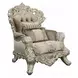 Sorina Beige and Antique Gold Living Room Set with Pillows and Nailhead Trim