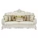 Adara Pearl White Living Room Set with Pillows and Nailhead Trim