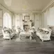 Adara Pearl White Living Room Set with Pillows and Nailhead Trim